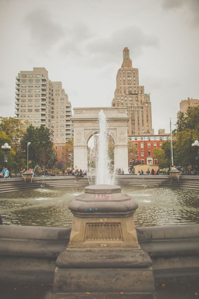 The Washington Square Park fountain and arch, near the West Village, Manhattan